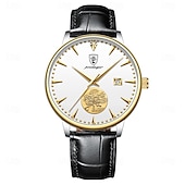 billige Mekaniske klokker-herre mote mekaniske klokker forretningsautomatisk armbåndsur rustfritt stål lysende designerklokke