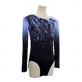 abordables Disfraces de Patinaje Artístico para Niños y Hombres-Top de patinaje artístico Hombre Chico Patinaje Sobre Hielo Tops Gris oscuro Retazos Teñido Halo Licra Alta elasticidad Entrenamiento Competición Ropa de Patinaje Clásico Cristal / Strass Manga Larga