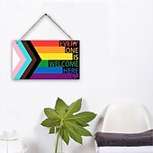 Χαμηλού Κόστους Διακοσμήσεις Pride-ξύλινη πινακίδα τοίχου με θέμα την υπερηφάνεια, πλακέτα καλωσορίσματος στην πόρτα &quot;Η αγάπη είναι αγάπη&quot;, είδη πάρτι lgbtq, κρεμαστά διακοσμητικά σπιτιού για τοίχο ή είσοδο