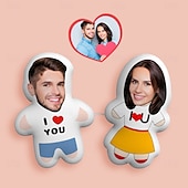 economico Regali personalizzati-Cuscino Personalizzato Foto Viso Coppia Regalo Personalizzato Giocattolo Peluche Doll Link con una Linea Regalo Ideale per Lei Lui Coppia