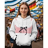 halpa Hoodies-Hoodie Print Casual Bavarian Bishop Sleeve Front Pocket Graphic for Women's Adults' 3D Print  for Carnival Oktoberfest Beer Vacation Party