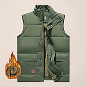 halpa Gilets-Miesten Tikattu liivi Päivittäin Vapaa-aika Syystalvi Tasku Polyesteri Mukava Yhtenäinen väri Vetoketju Stand-kaula-aukko Musta Khaki Armeijan vihreä Tumman sininen Liivi