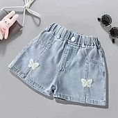 cheap Bottoms-Kids Girls&#039; Shorts Butterfly Streetwear Patchwork School 4-12 Years Summer Blue Dusty Blue Light Grey