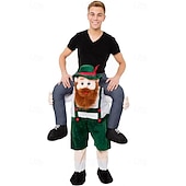 abordables Costume Amusant-Ride-On Oktoberfest Costume Funny German Beer Man Piggyback Outfit for Adult Halloween Party Bavarian Festival Fancy Dress
