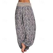 preiswerte weites Bein und hohe Taille-Damen Weites Bein Stoffhosen Hosen Hose Mode Boho Volle Länge Natürliche Taille Blumen Druck Bequem Außenbereich Outdoor Urlaub Alltagstauglich Magenta Saphir Marineblau Aprikose Sommer Normale