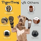 cheap Boots &amp; Paw Protectors-TigerToes Premium Non-Slip Dog Socks for Hardwood Floors - Extra-Thick Grip That Works Even When Twisted - Prevents Licking Slipping and Great for Dog Paw Protection