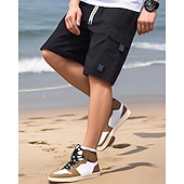 economico Vacanza-Per uomo Pantaloncini cargo Shorts Pantaloncini Estivi Coulisse Elastico in vita Multi-tasche Semplice Comodità Indossabile Lunghezza al ginocchio All&#039;aperto Sport Quotidiano Moda Casual Nero Blu