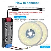 cheap COB Strip Lights-24V COB LED Strip Light 65.6ft (2 Rolls of 32.8ft) Kit Cuttable 11W/M 320LEDs/M CRI 93 LED Tape Lights with Power Supply for Bedroom Kitchen Living Room Ceiling