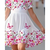 economico Abito farfalla 3D-ragazze&#039; 3D Floreale Farfalla Abito Manica Corta Estate Primavera Vacanza Quotidiano Ferie Principessa Bello Dolce Bambini 4-12 Anni Vestito Casual Abito a trapezio Lunghezza al ginocchio Vestibilit
