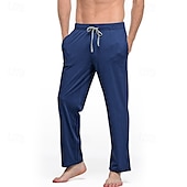 preiswerte Schlaf unten-Herren Freizeitkleidung Lounge Hose Einfarbig Mode Klassisch Lässig Heim Täglich Bett Polyester Komfort Atmungsaktiv Weich Hose Kordelzug Elastischer Bund Frühling Herbst Schwarz Weiß