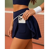 Недорогие Женские юбки и шорты-Жен. Контрастных цветов Повседневная юбка Юбка для тенниса Плиссировка Впитывает пот и влагу Влагоотводящие Дышащий Теннис Гольф Пиклбол Белый Темно-синий Теннисная одежда