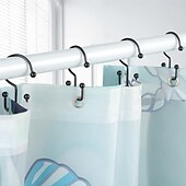 cheap Shower Curtains-Shower Curtain Hooks, 12 Pcs Shower Curtain Rings, Durable Rust Proof Black Shower Curtain Hooks, Shower Rings for Curtain, Double Glide Shower Curtain Hooks for Shower Curtain Rods