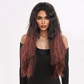 voordelige Synthetische trendy pruiken-synthetische pruik golvend krullend weef gelaagd kapsel met pony pruik 28 inch a1 synthetisch haar dames klassiek
