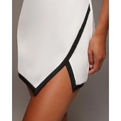 voordelige Dames jurk-Dames Lapwerk Tennisjurk Mouwloos Contrasterende binding Splitsen Ademend Tennis Augurkbal Yoga V-hals Jurken Zwart Wit Rood Spandex Tenniskleding