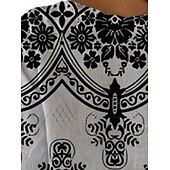 abordables T-shirt Art &amp; Design-Femmes Chemise Hauts d&#039;été Graphique Géométrique Classique Occasionnel Manche 3/4 Col en V Hauts Réguliers Quotidien Week-end Imprimé Blanc / Noir Été Printemps Automne
