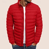 billiga Herrdunjackor och -parkas-varm bubbeljacka för män quiltad vadderad jacka med dragkedja ytterkläder utomhus vinterbomberjacka dragkedja kappa fritidskläder vindtät lättviktsjacka sport trenchcoat fiske klättring löpning