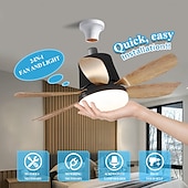 economico Lampadine-1 ventilatore da soffitto con attacco E26/27 e telecomando, con luci e prolunga per presa, lampadina a 3 velocità, ventilatore da soffitto con 6 pale per camera da letto, cucina, garage, effetto legno.