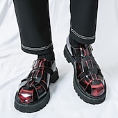 cheap Dress Sandals-Men's Black Faux Leather Gladiator Sandals - Durable and Stylish Sandals for Summer Adventures
