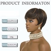 economico Parrucche di altissima qualità-Parrucche corte e ricce per donne nere, parrucca pixie cut per donne, parrucca nera con frangia e capelli corti, parrucche sintetiche ondulate naturali per donne nere.