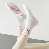 halpa Henkilökohtainen hoito ja terveys-3 paria pitäviä pilates-sukkia naisille, liukumattomat jooga-urheilusukat, pitkät puuvillaiset liukumattomat sukat silikonipisteillä, hengittävät hiljaiset barre-sukat sisätiloissa käytettäväksi