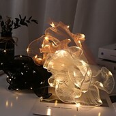 baratos Plantas e Flores Artificiais-Embalagem de presente de flores com luz LED, material de embrulho de gaze ondulada para buquê, caixa de presente de pirulito para casamento, festa, aniversário