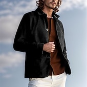 economico Giubbotti e cappotti da uomo-Per uomo Giacca Camicia Giacca di transizione Vacanza Quotidiano Leggero Tasca Primavera Autunno Semplice Classico Bavero Nero Cachi Verde militare Grigio Giacca