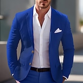 preiswerte Herren Klassische Blazer-Herren Abschlußfeier Blazer Geschäft Cocktailparty Hochzeitsfeier Mode Lässig Frühling &amp; Herbst Polyester Einfarbig Knöpfe Tasche Bequem Einreihig Blazer Hellrosa Gelb Rosa Königliches Blau