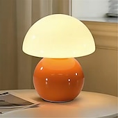 cheap Decorative Lights-3-Color Table Lamp Mushroom Adjustable Remote Control Ceramic Lamp Bedroom Bedside Lamp Cream Style Mushroom Table Lamp Bedroom Decoration Small Night Light Study Lighting   USB 1PC