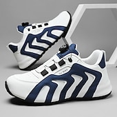 abordables Zapatillas Informales-Zapatillas deportivas blancas y rojas para hombre con cierre boa: de alto rendimiento, elegantes, ideales para correr, gimnasio y ropa informal.