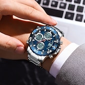 abordables Relojes mecánicos-Reloj de pulsera deportivo para hombre, con alarma LED, pantalla de doble horario, reloj digital de cuarzo para hombre, reloj electrónico resistente al agua para hombre.