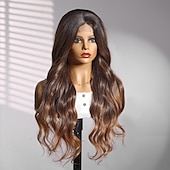 voordelige Synthetische kanten pruiken-Pruik van synthetisch kant Gekruld Stijl 26 inch(es) Meerkleurig Middelste stuk U-deel Pruik Dames Pruik Donker Bruin