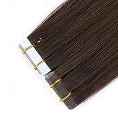 preiswerte Einklebbare Haarverlängerungen-2# dunkelbraun Remy Echthaar Tape in Extensions nahtlose glatte Haare 18 Zoll 50g 20 Stück