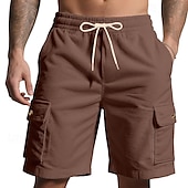 economico Pantaloncini casual-Per uomo Pantaloncini cargo Shorts Pantaloncini Estivi Coulisse Elastico in vita Multi-tasche Semplice Comodità Indossabile Lunghezza al ginocchio All&#039;aperto Sport Quotidiano Moda Casual Nero Bianco