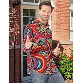 cheap Tops-Retro Vintage Boho 1970s Shirt Hippie Tribal African Pattern Fancy Dress Men's Halloween Carnival Street Dance Retro Theme Party Festival Adults' Shirt