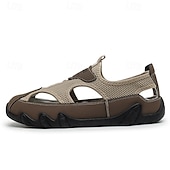 billiga Avslappnade sandaler-Herrsandaler Bruna Mesh-utomhussandaler med justerbara remmar och vadderad sula för vandring, strand och sommaräventyr