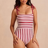 cheap One Pieces &amp; Tankinis-Women&#039;s One Piece Swimsuit Open Back Swimwear Floral Swimwear Red Red-White Breathable Quick Dry Sleeveless - Swimming Surfing Snorkeling Summer