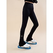 זול טייץ להחלקה אמנותית-מעיל פליז להחלקה אמנותית מכנסי החלקה אמנותית לנשים מעיל החלקה על הקרח לבנות גרביונים חולצה שחורה אדומה טלאים חור לאגודל ספנדקס גמיש אימון אימון