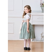 abordables Niños-Oktoberfest Encaje Vestidos Delantal Blusa con falda acampanada Mucama bávaro Alemán Munich prados Chica Carnaval Festival de Cerveza Paño de estilo tradicional