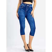cheap Blue 3D Print-Women&#039;s Leggings Capri Pants 3D Print Chinos Vintage Streetwear Casual Calf-Length High Waist Plain Printing Comfy Soft Comfortable Stretchy Outdoor Street Black Red Blue Gray Summer Slim Fit