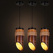 tanie Światła wiszące-26 cm Wisiorek Lantern Desgin Figury geometryczne Lampy widzące Bambus Zabytkowe Inspirowany naturą 110-120V 220-240V
