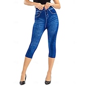 cheap Blue 3D Print-Women&#039;s Leggings Capri Pants 3D Print Chinos Vintage Streetwear Casual Calf-Length High Waist Plain Printing Comfy Soft Comfortable Stretchy Outdoor Street Black Red Blue Gray Summer Slim Fit