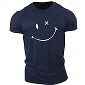 billiga Mäns grafiska t -shirt-Herr Grafiska tryck Abstrakt T-shirt Grafiska utslagsplatser 100 % bomull Kortärmad Grafisk Skjorta Heather Grey Svart Vit Bekväm t-shirt Utomhus Gata Modedesignerkläder