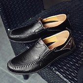 tanie Buty casual slip-on-męskie, brązowe, swobodne mokasyny z cholewką z miękkiej skóry ekologicznej, ręcznie szytymi detalami i wytrzymałą gumową podeszwą – idealne do codziennego noszenia i aktywności na świeżym powietrzu