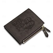 cheap For Men-Personalized Photo Engraved Leather Wallet Custom Best Gift for Dad, Custom Text on Back, Black Leather, Valentine’s Day, Father’s Day, Birthday, Anniversary, Christmas Gift for Him