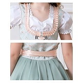 abordables Niños-Oktoberfest Encaje Vestidos Delantal Blusa con falda acampanada Mucama bávaro Alemán Munich prados Chica Carnaval Festival de Cerveza Paño de estilo tradicional