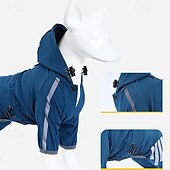 baratos capa de chuva-Capa de chuva para cachorro, capa de chuva impermeável com capuz, capa de chuva refletiva alta para animais de estimação com furo para guia para cães pequenos, médios e grandes