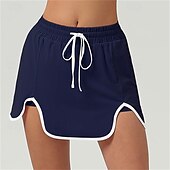 baratos Saias e Skorts Femininos-Aberto dos EUA Mulheres Saia de tênis Saias de tênis com shorts Com Cordão Assimétrico Encadernação de contraste Elasticidade Alta Tênis Golfe Corrida Branco Azul Marinho Escuro Verde Roupas de tênis