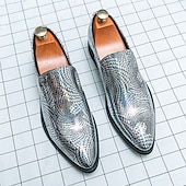 abordables Semi-formel-Chaussures à enfiler pour hommes à imprimé serpent métallisé turquoise - tendance, modernes, parfaites pour les sorties décontractées et les événements avant-gardistes