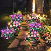 رخيصةأون أضواء المناظر الطبيعية-1 قطعة 1 واط أضواء LED تعمل بالطاقة الشمسية أضواء المسار &amp;فوانيس تعمل بالطاقة الشمسية وضعين ديكور أحمر أصفر أرجواني 3 فولت إضاءة خارجية فناء حديقة 42 خرزة ليد عيد الميلاد عيد الشكر