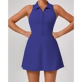 economico Abbigliamento Tennis da donna-Per donna Tinta unita Abito da tennis con pantaloncini Abito sportivo Senza Maniche Cerniera Tasca Tennis Golf Pickleball Colletto a Camicia Vestito Nero Bianco Rosa Abbigliamento da tennis